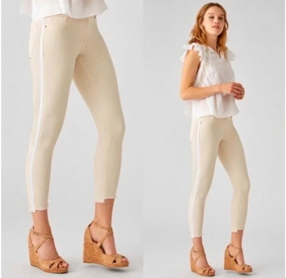 DL1961 Florence Cropped Skinny Jeans Off White Step Hem 28